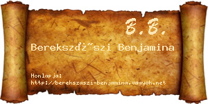 Berekszászi Benjamina névjegykártya